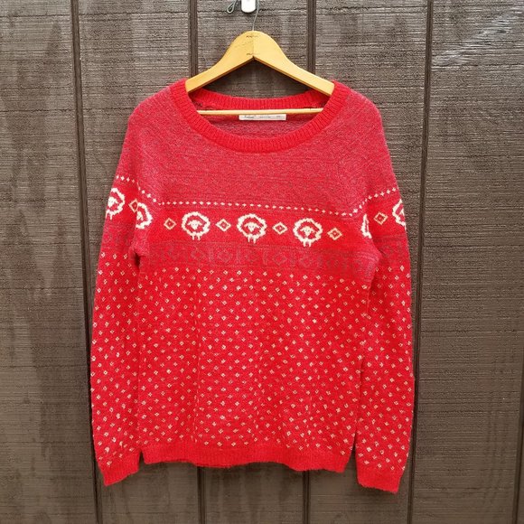Woolrich Sweaters - Woolrich Scoop Neck Red Print Sweater Wool Blend M